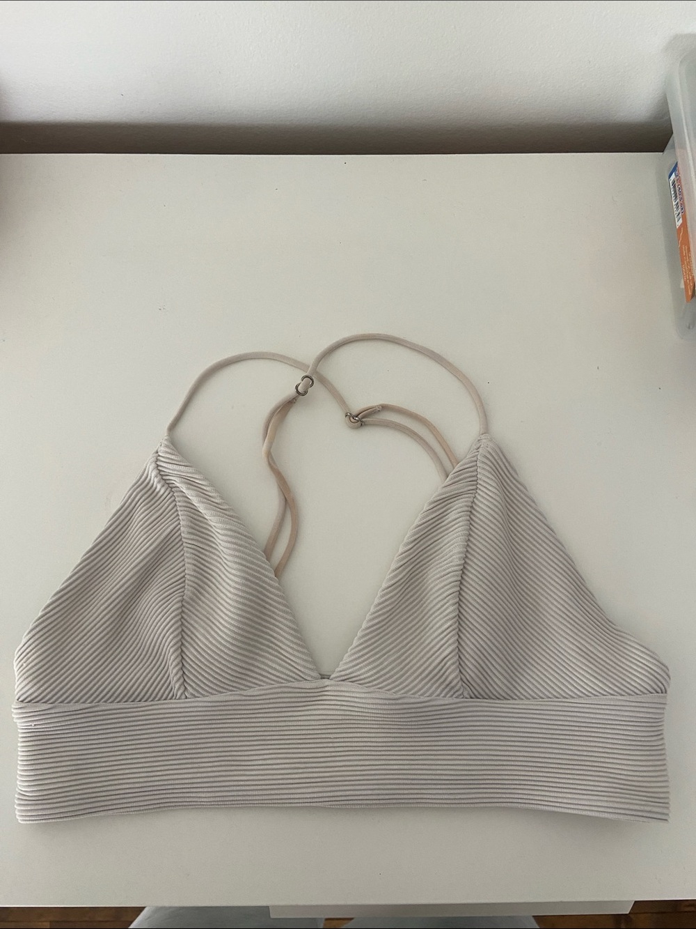 H&M Ribbed Triangle Bralette in Light Beige